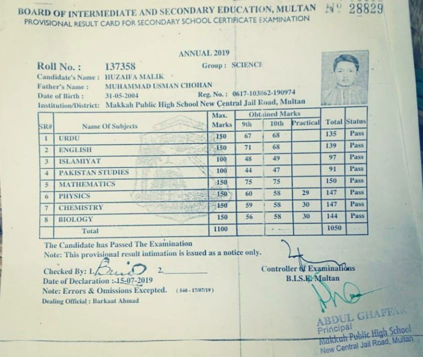 Excellent Achievement In Matriculation Of A Student Who Sells Syrup And